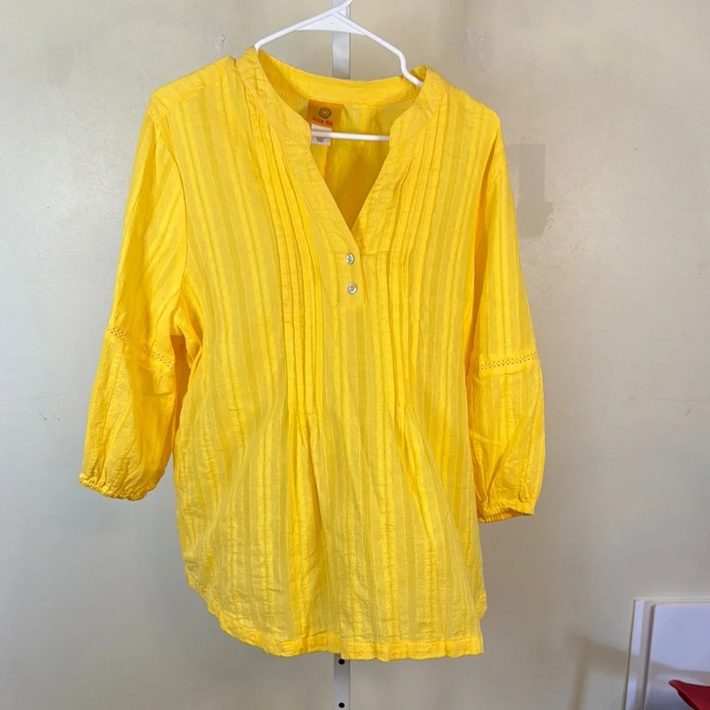 Yellow Ruby Road 100% Cotton Top XL